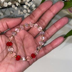 Handmade Tricolor Glass Bead Elastic Bracelet